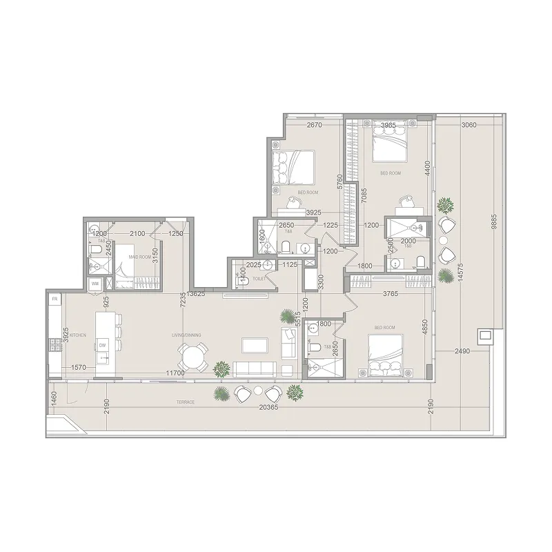 3 bedrooms floor plan
