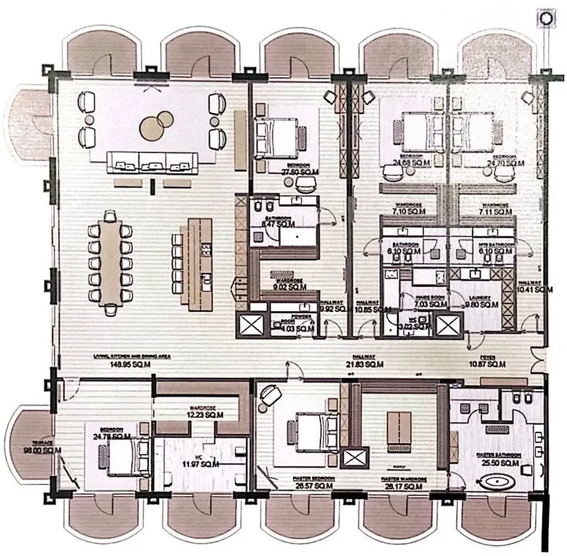 5 bedrooms floor plan