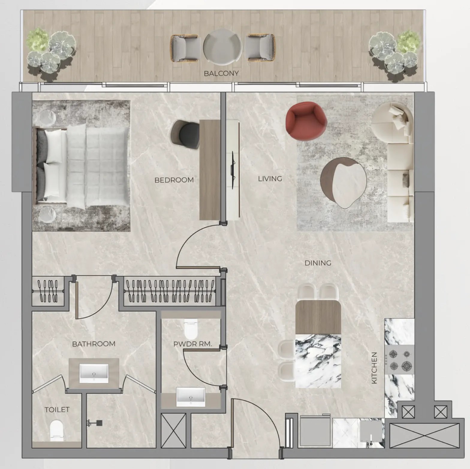 1 bedroom floor plan