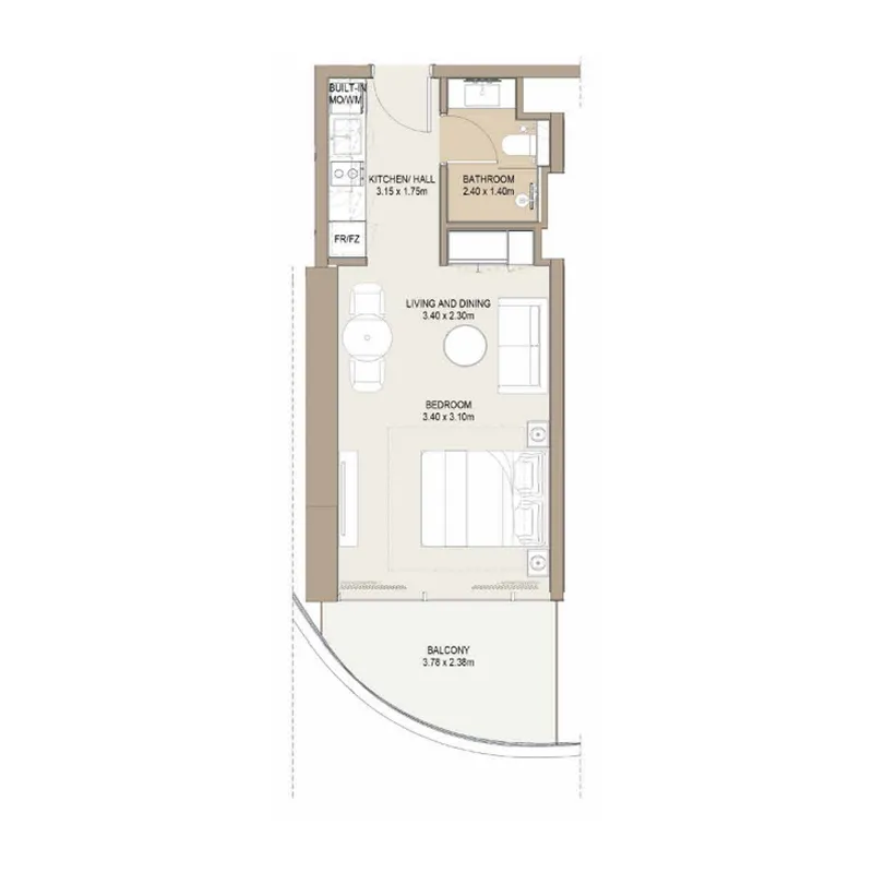 One Development Laguna Residence Studio floor plan