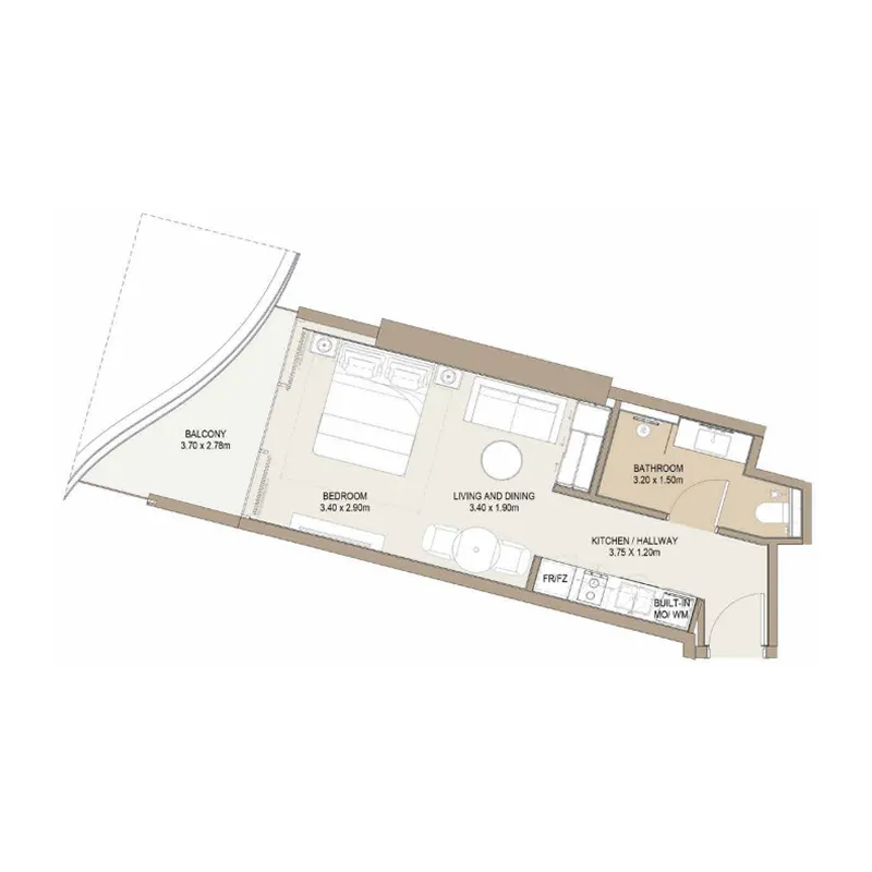 One Development Laguna Residence Studio floor plan