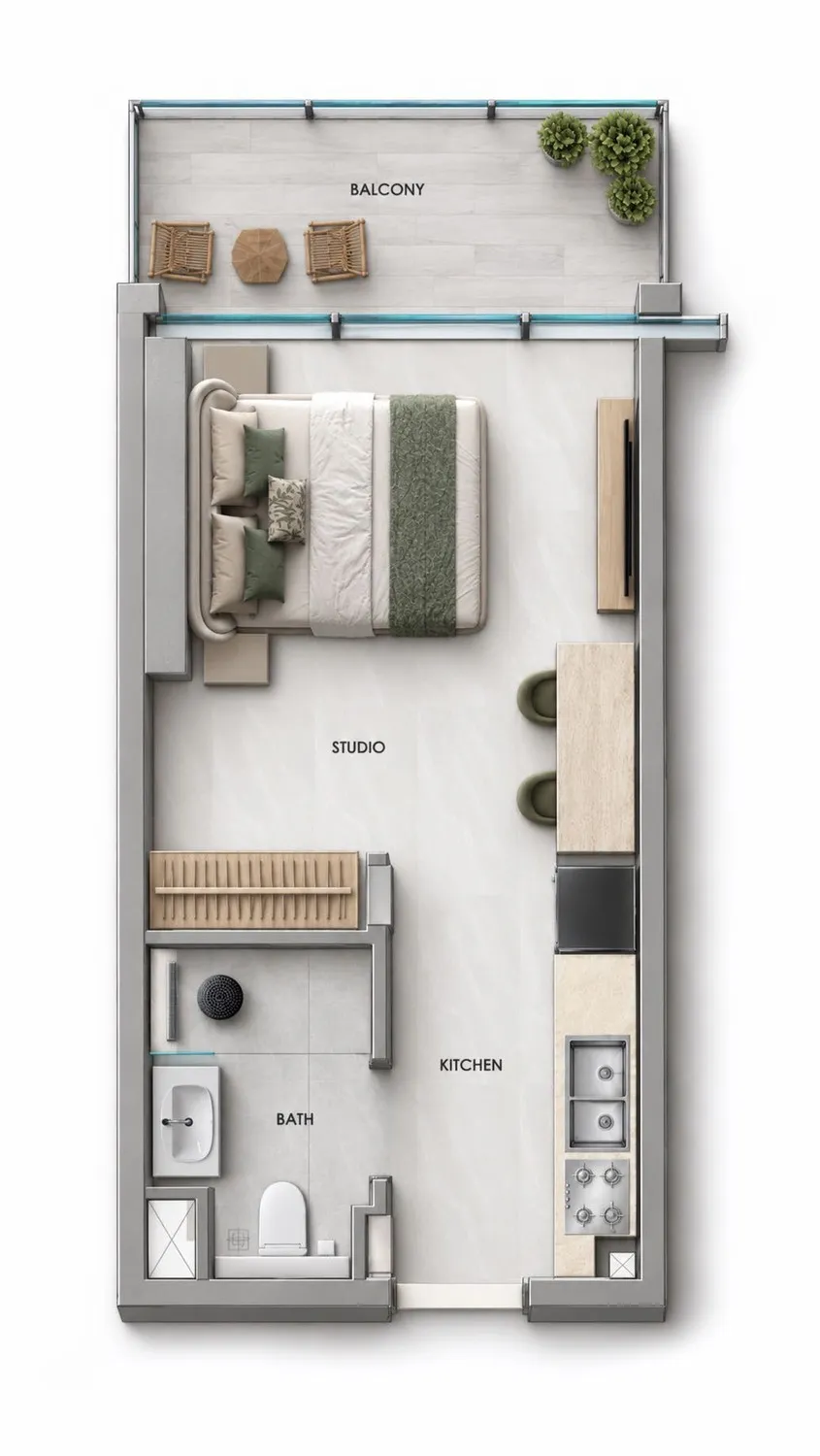 Samana Downtown One — Studio floor plan