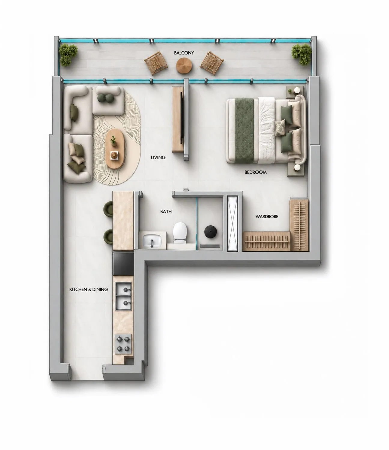 Samana Downtown One — 1 Bedroom floor plan