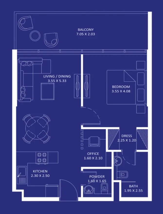 1 bedroom floor plan