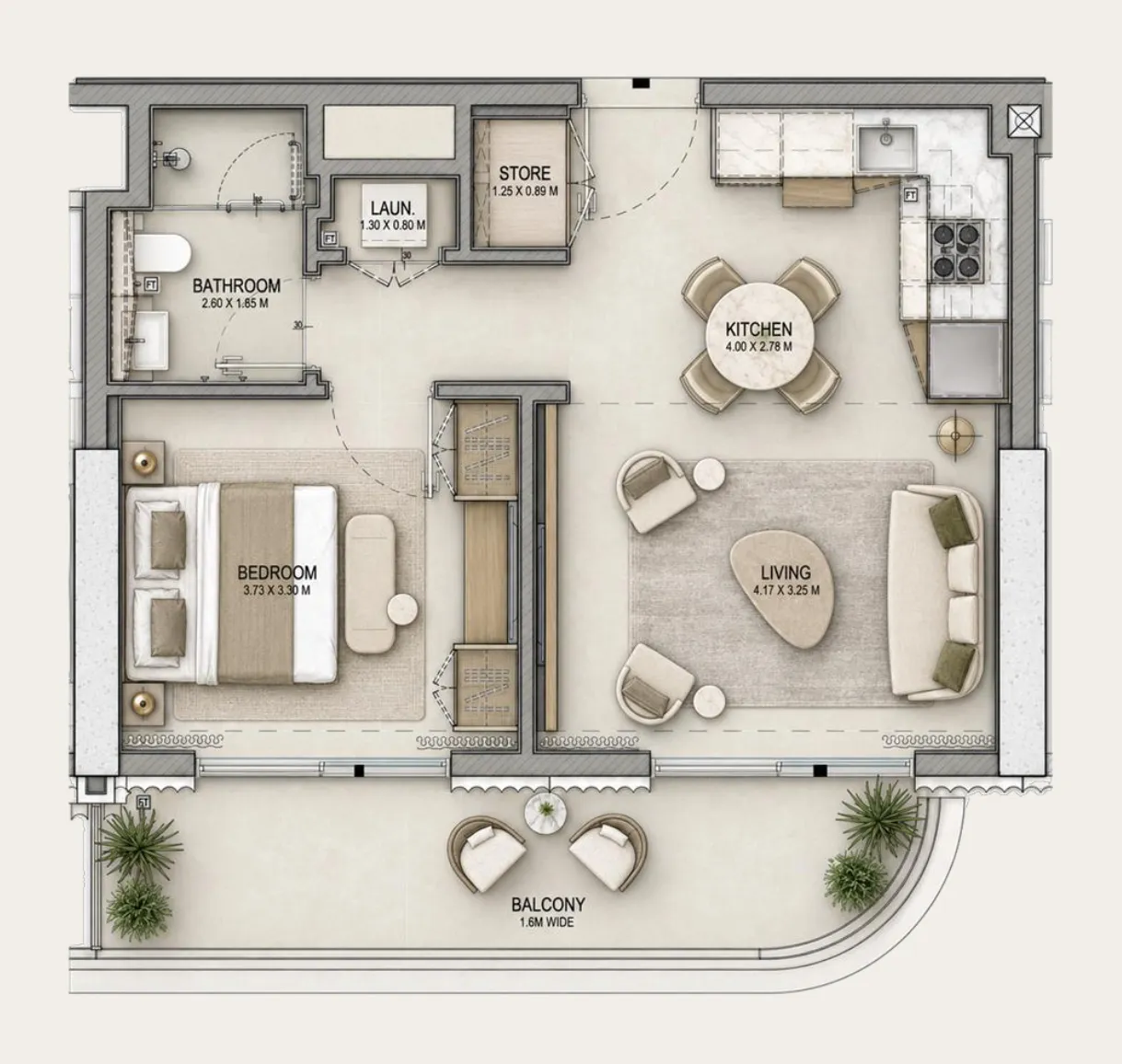 1 bedroom floor plan