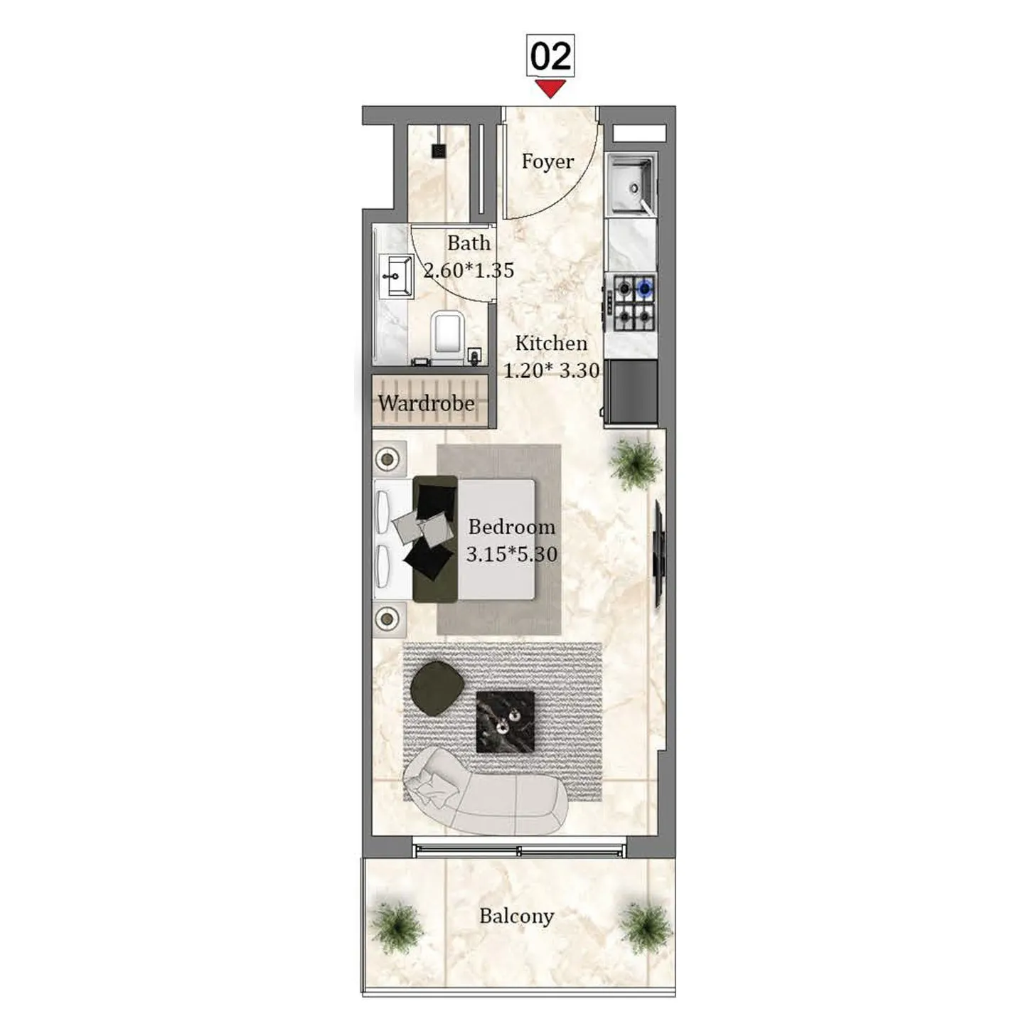Cellista by Zoya — Studio floor plan