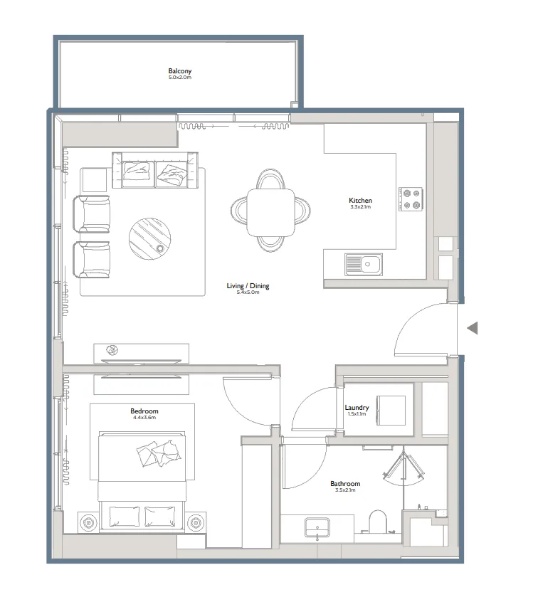 1 bedroom floor plan