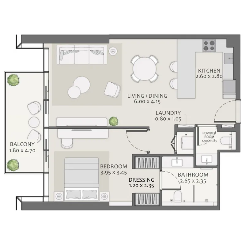 1 bed