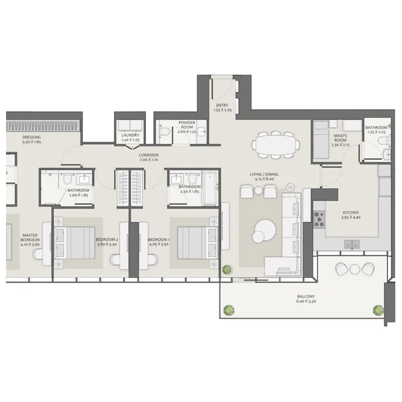 3 bedrooms floor plan