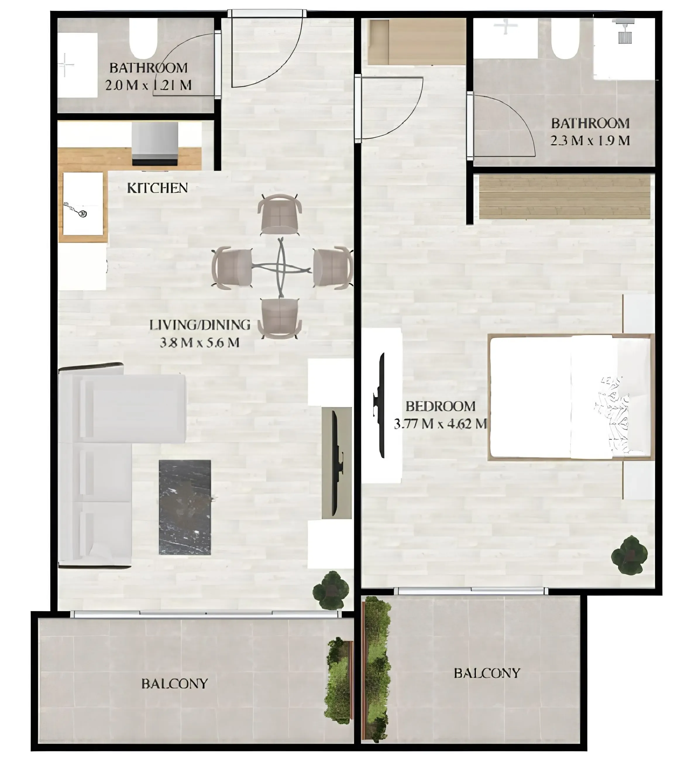 1 bed