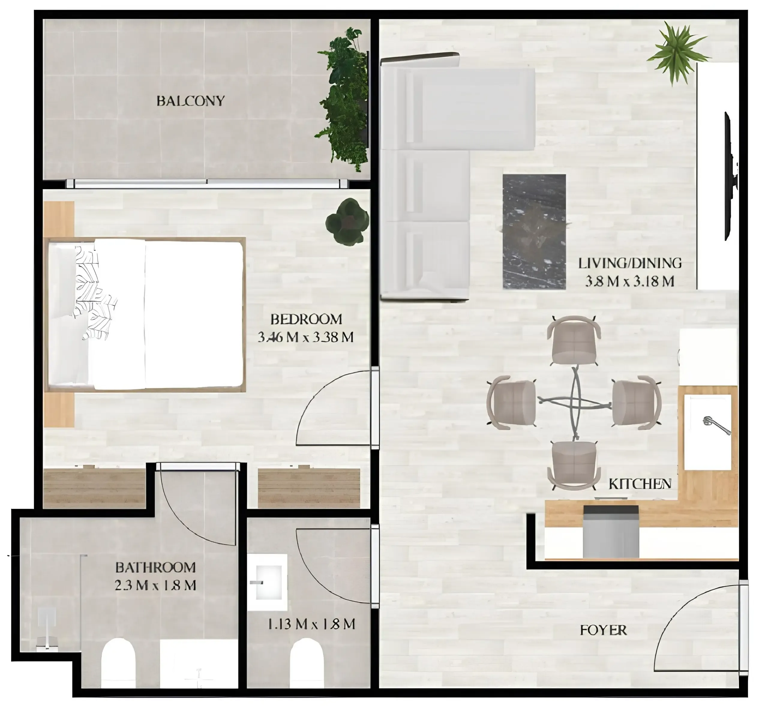 1 bed
