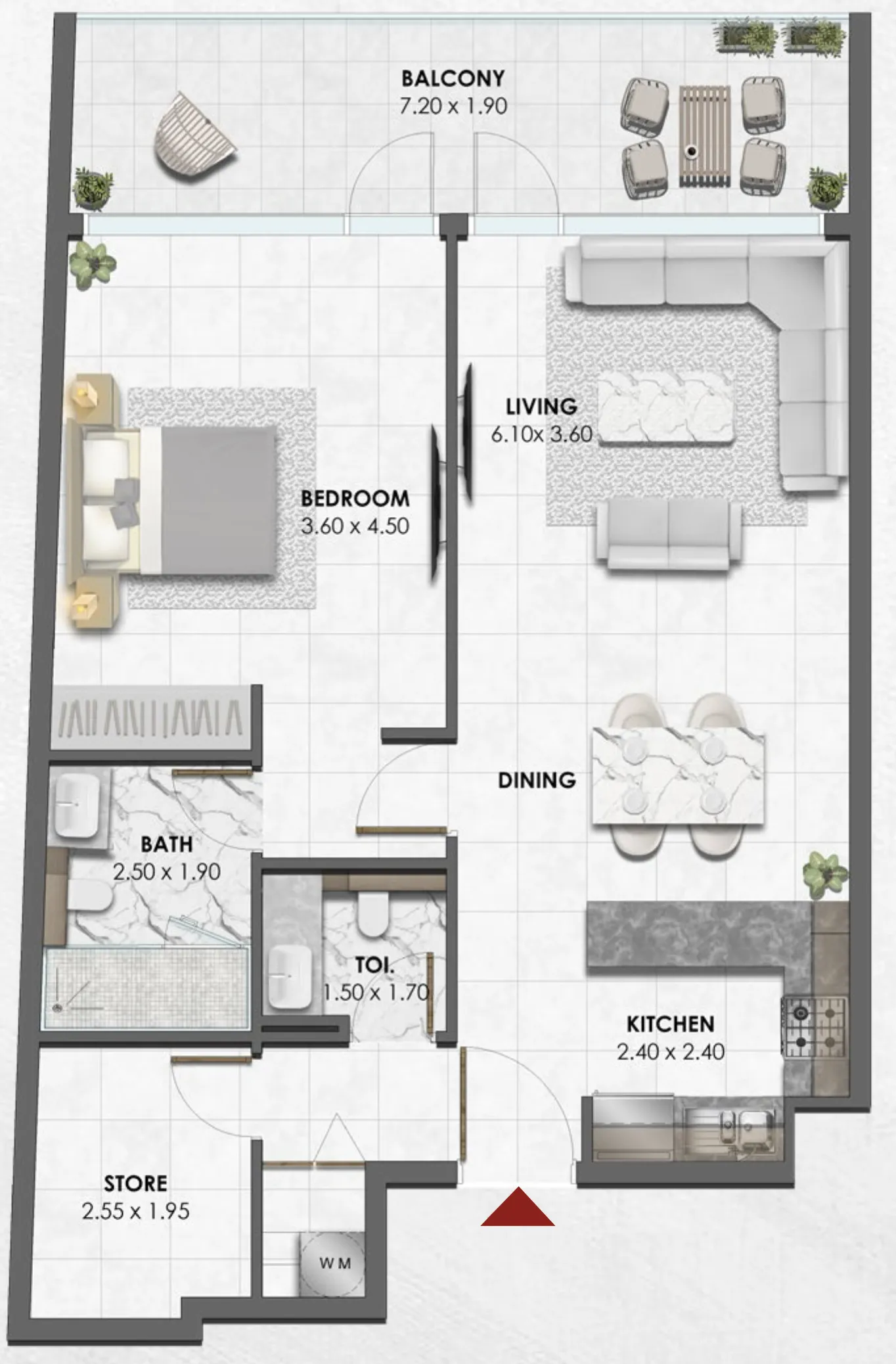 1 bedroom floor plan