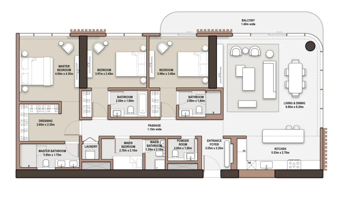 3 bedrooms floor plan
