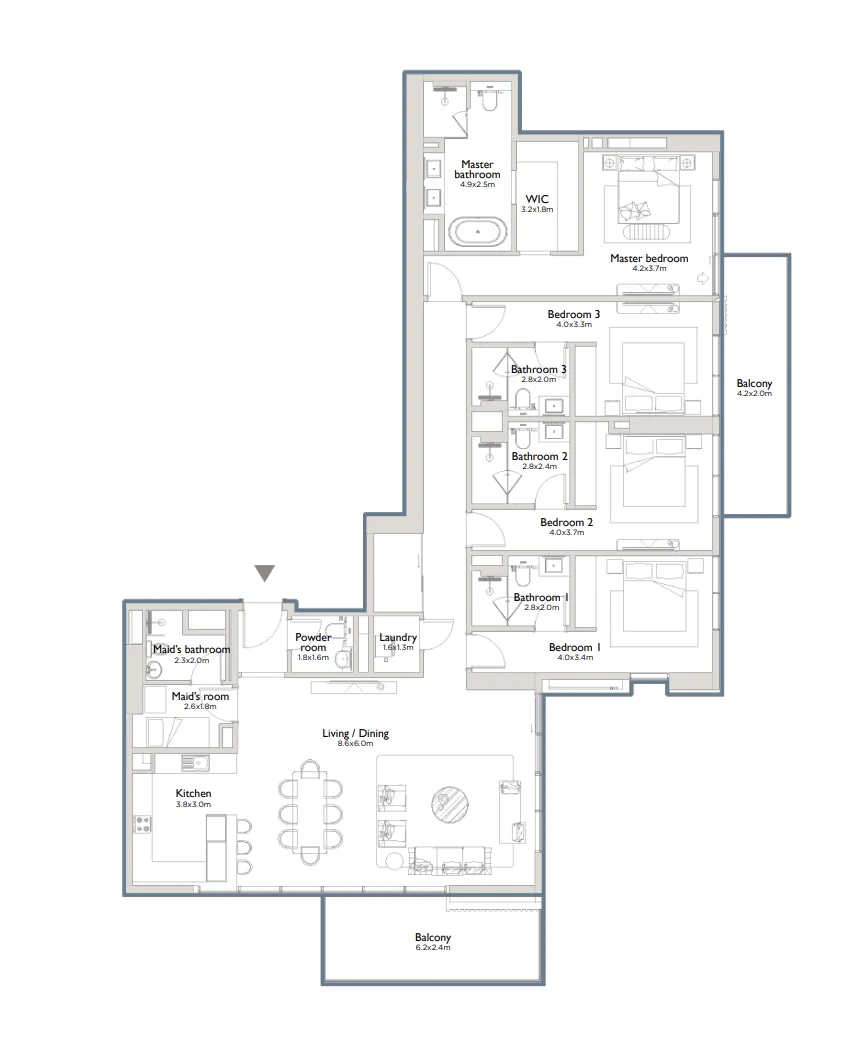 4 bedrooms floor plan