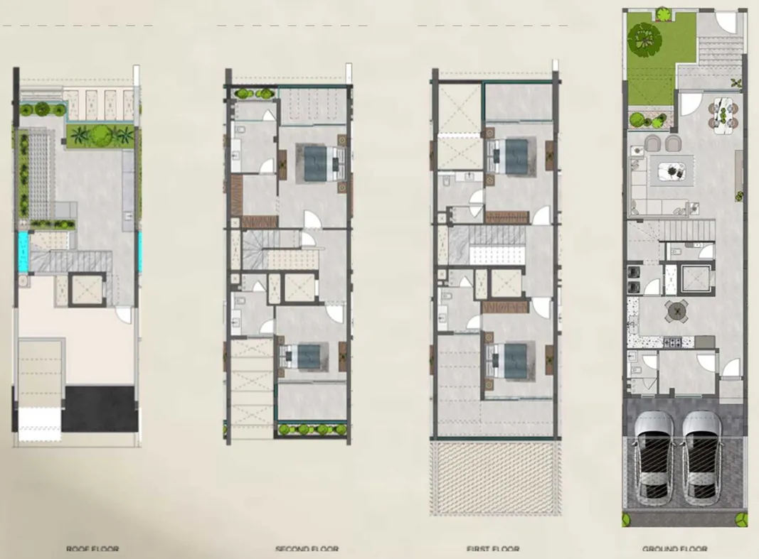 3-bedroom townhouse floor plan