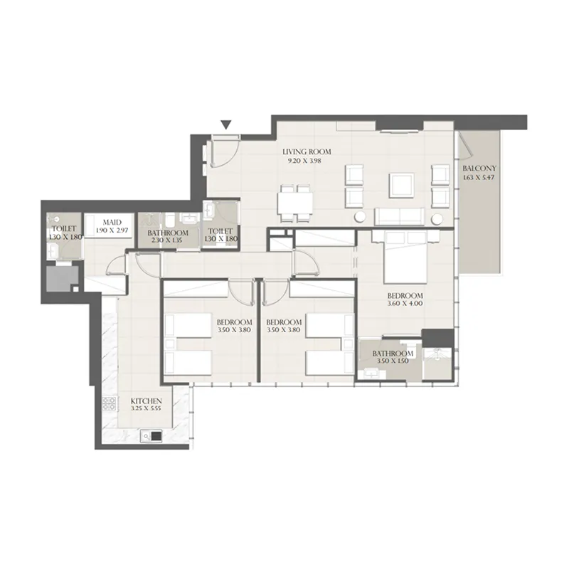 3 bedrooms floor plan