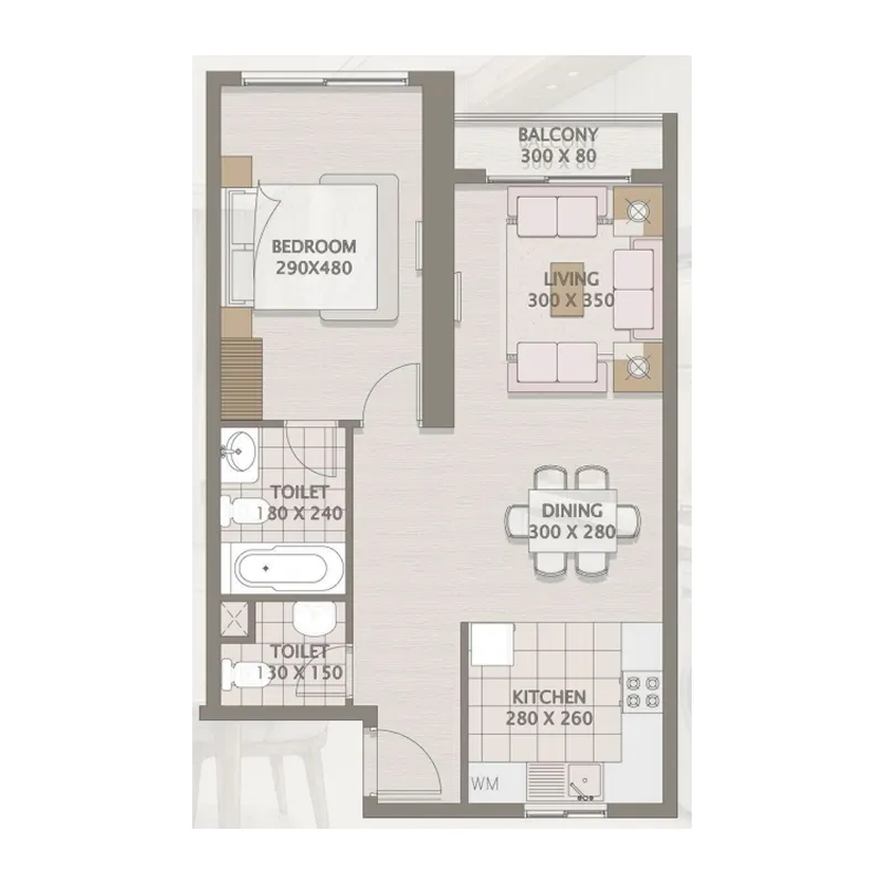 1 bedroom floor plan
