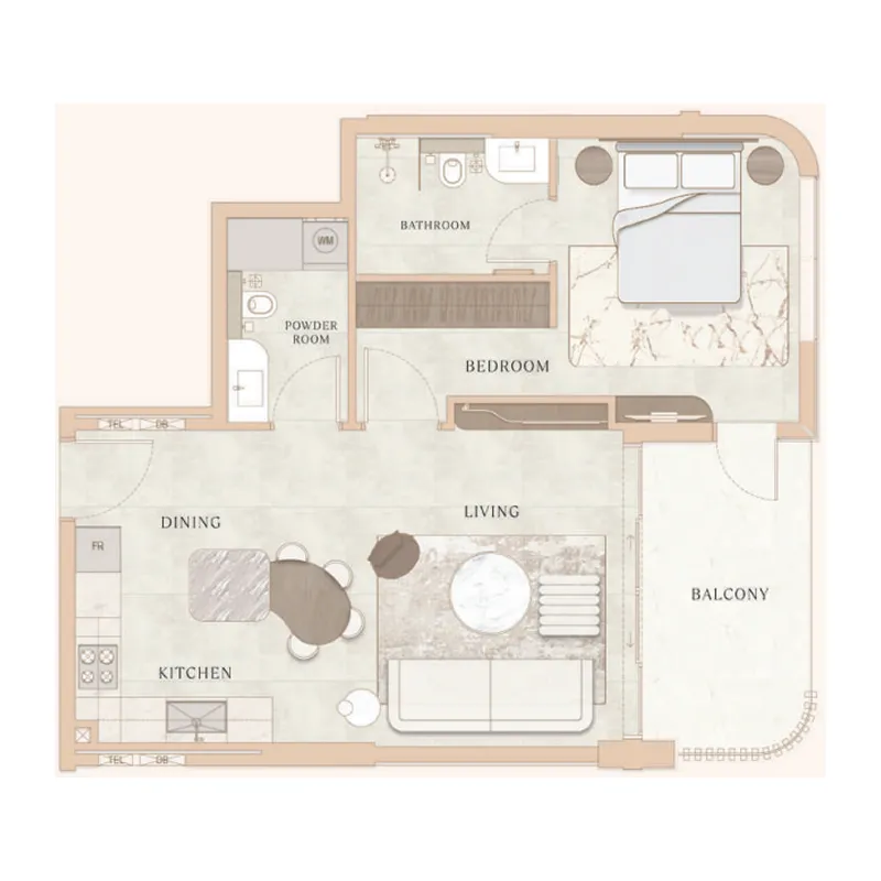 1 bedroom floor plan