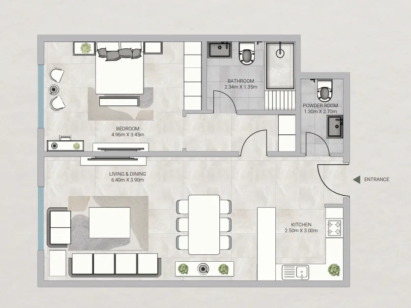 1 bedroom floor plan