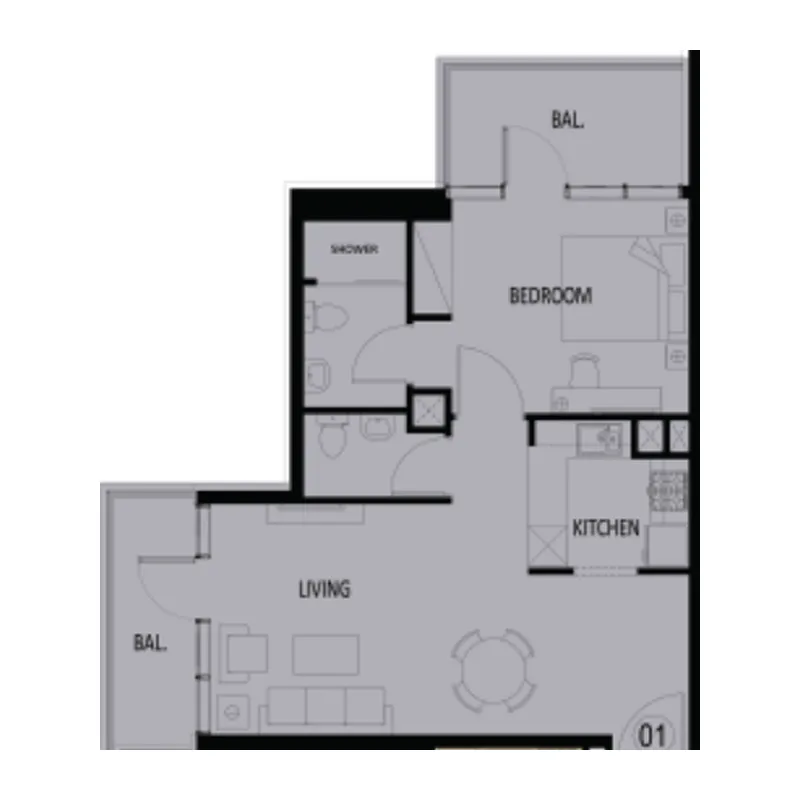 1 bedroom floor plan
