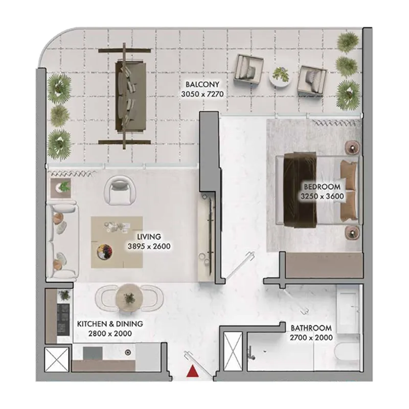1 bedroom floor plan