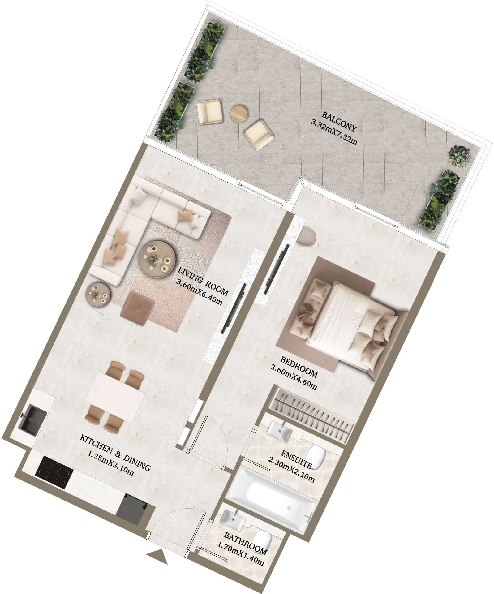 1 bedroom floor plan