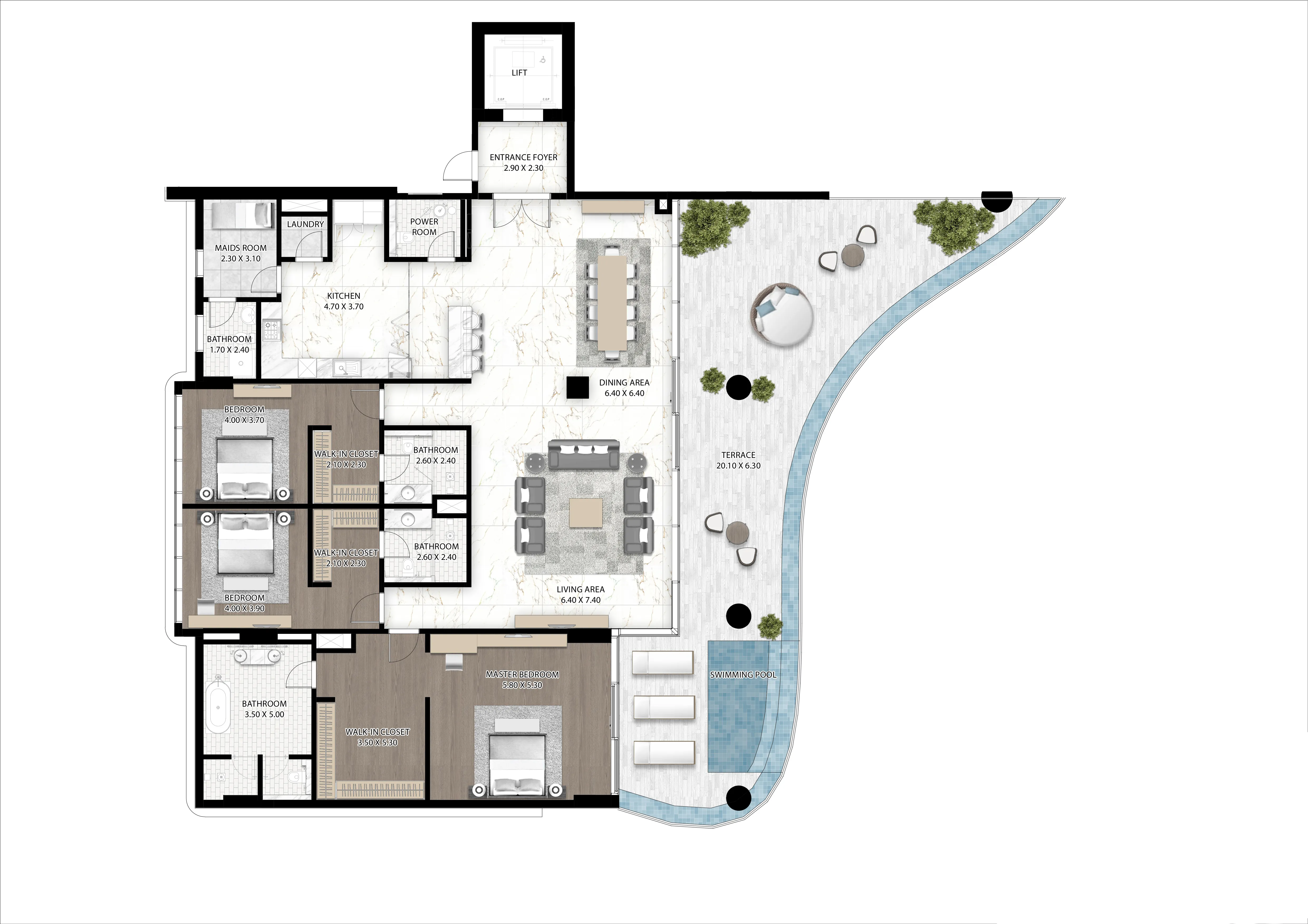 3 bedrooms floor plan