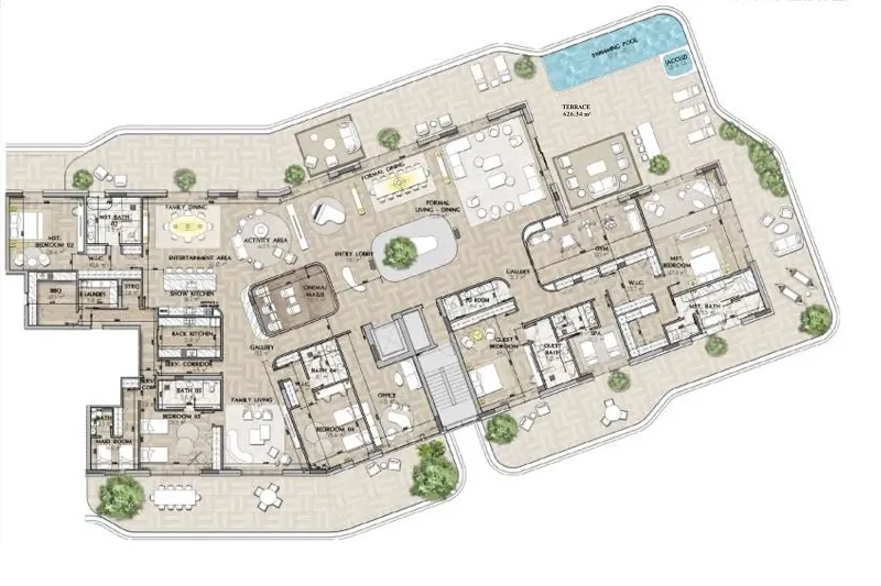 5 bedrooms floor plan