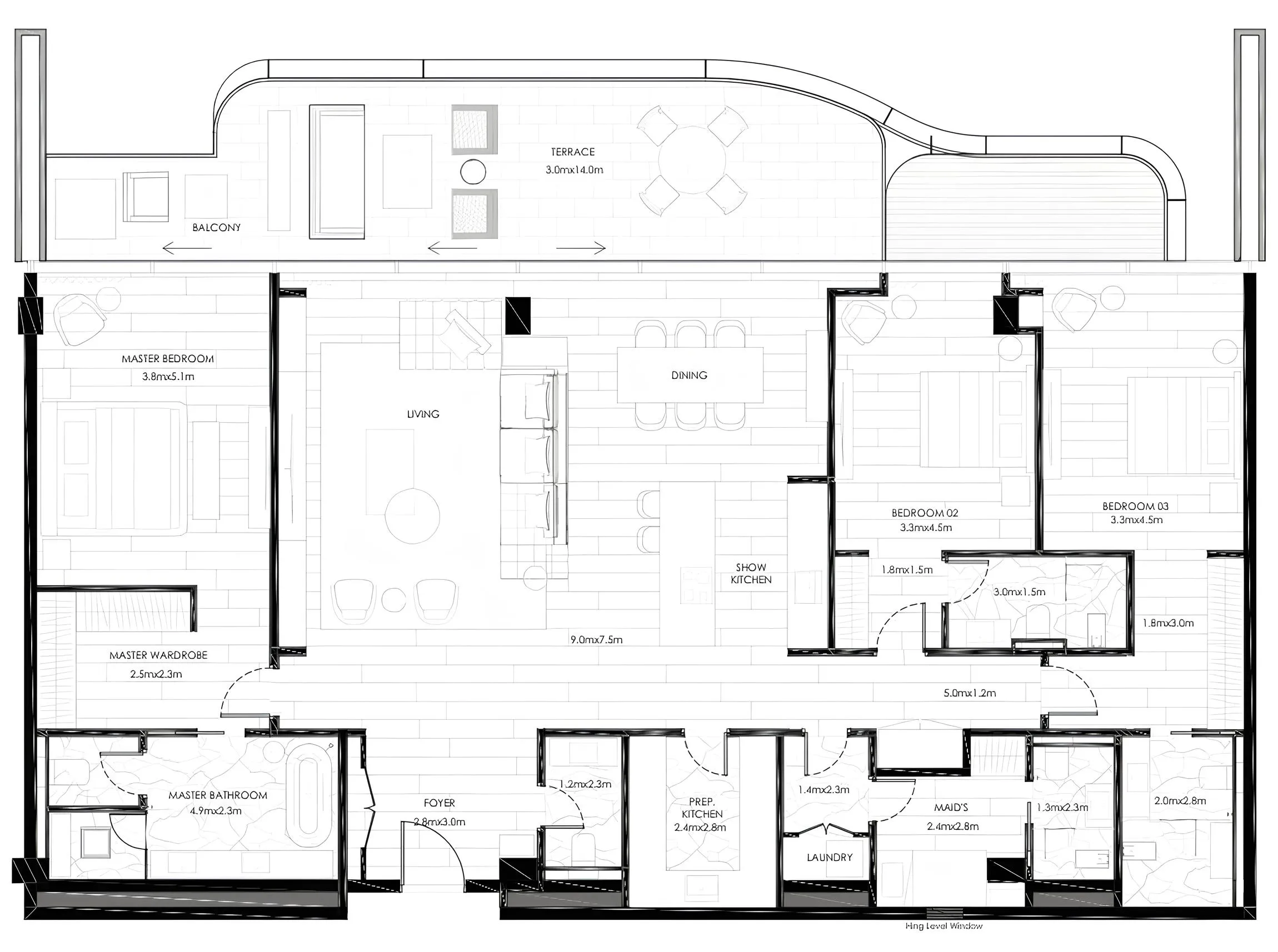 3 bedrooms floor plan