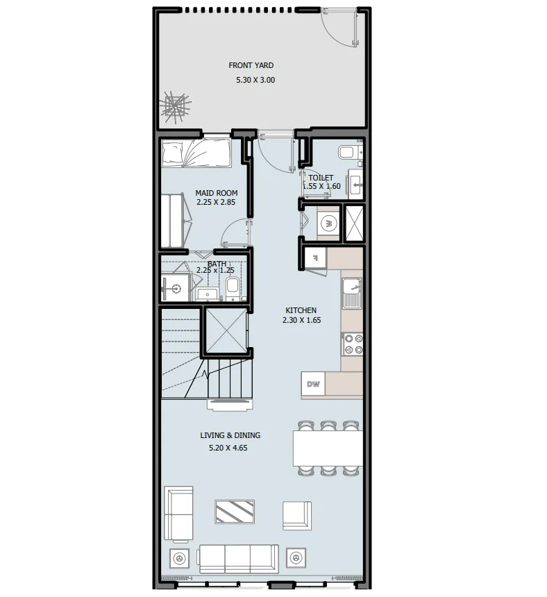 4-bedroom townhouse floor plan