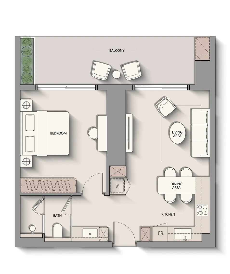 1 bedroom floor plan