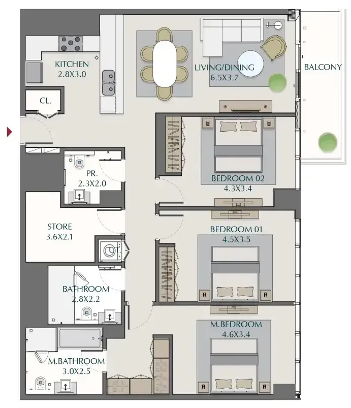 3 bed