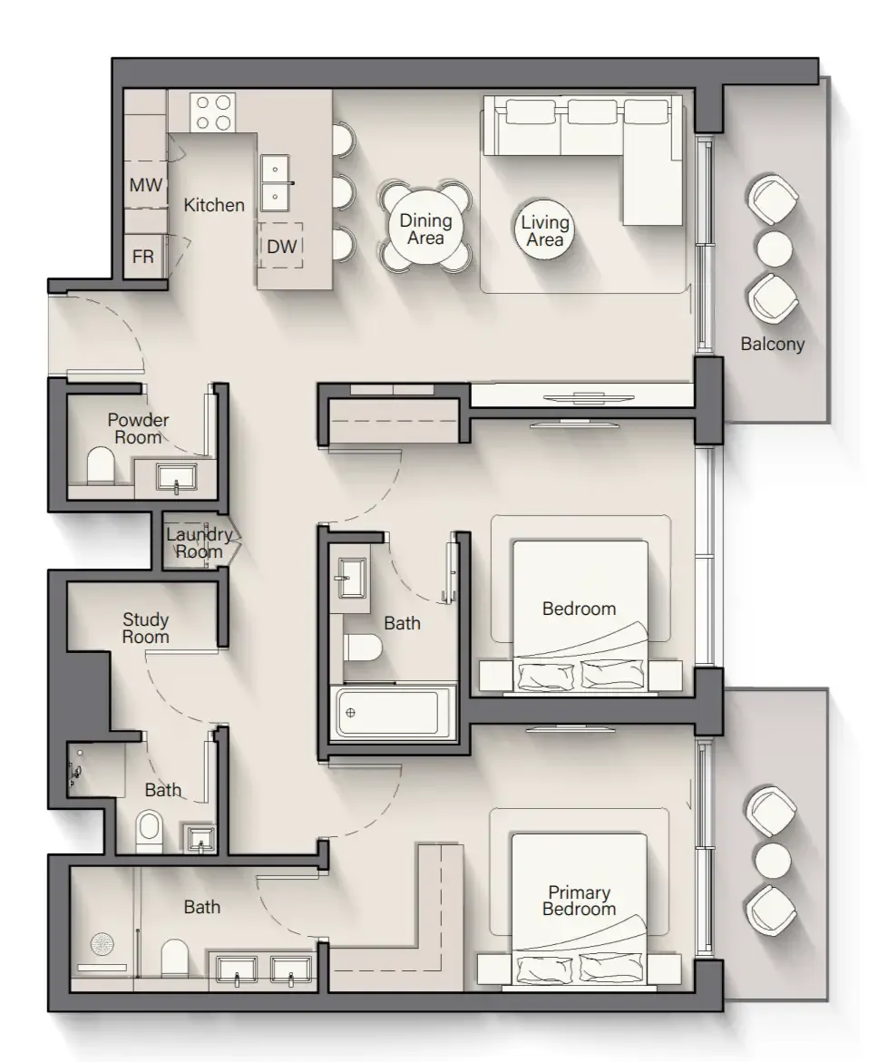 2 bed