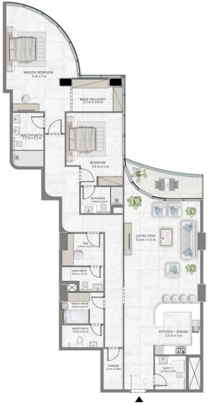 Al Habtoor Group Al Habtoor Tower 3BR floor plan