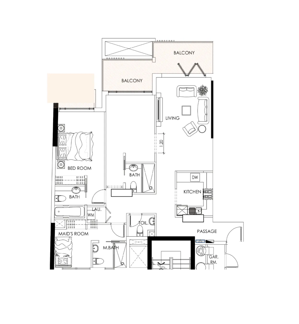 2 bed