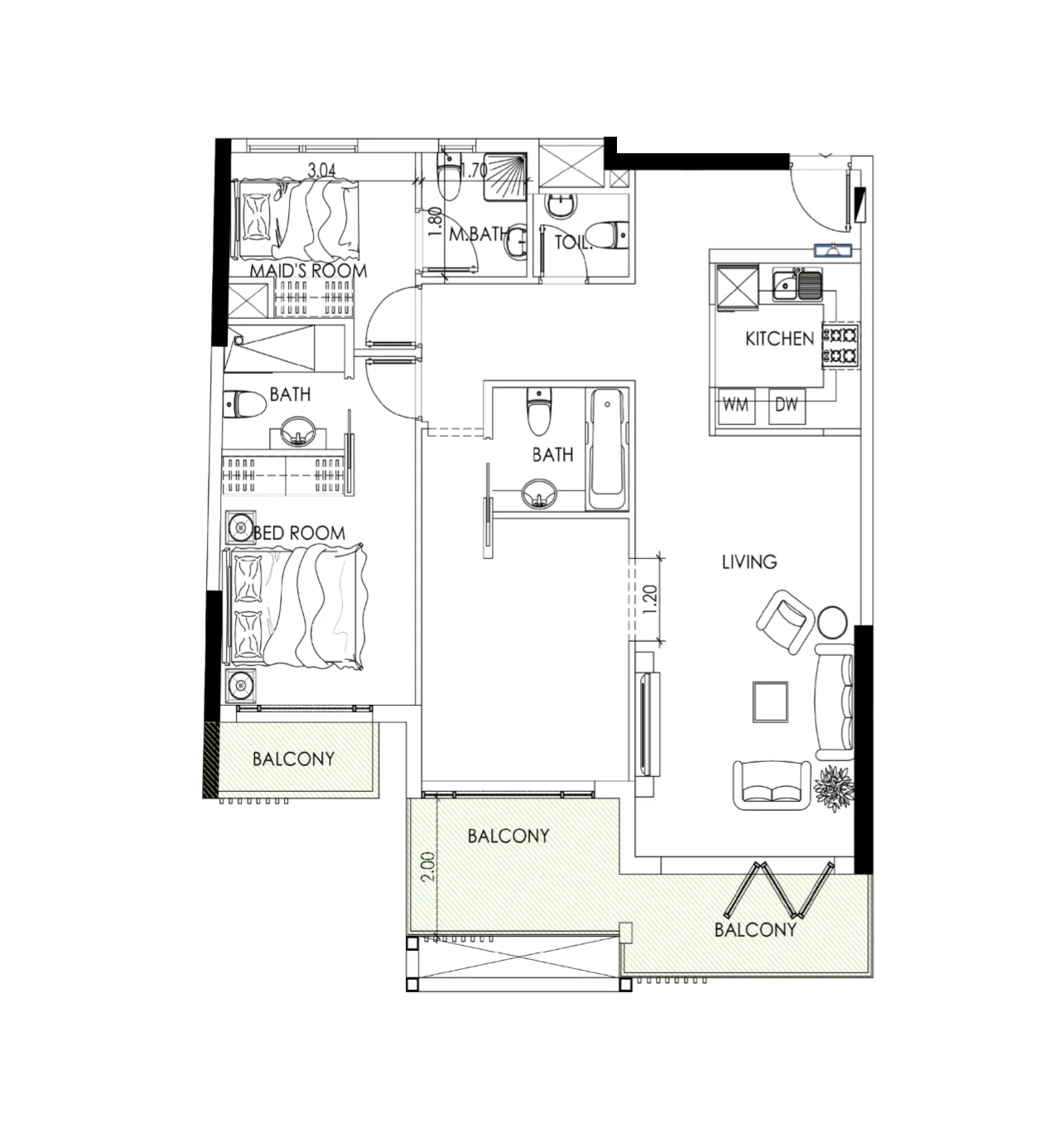 2 bed