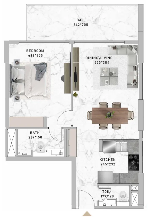 1 bedroom floor plan