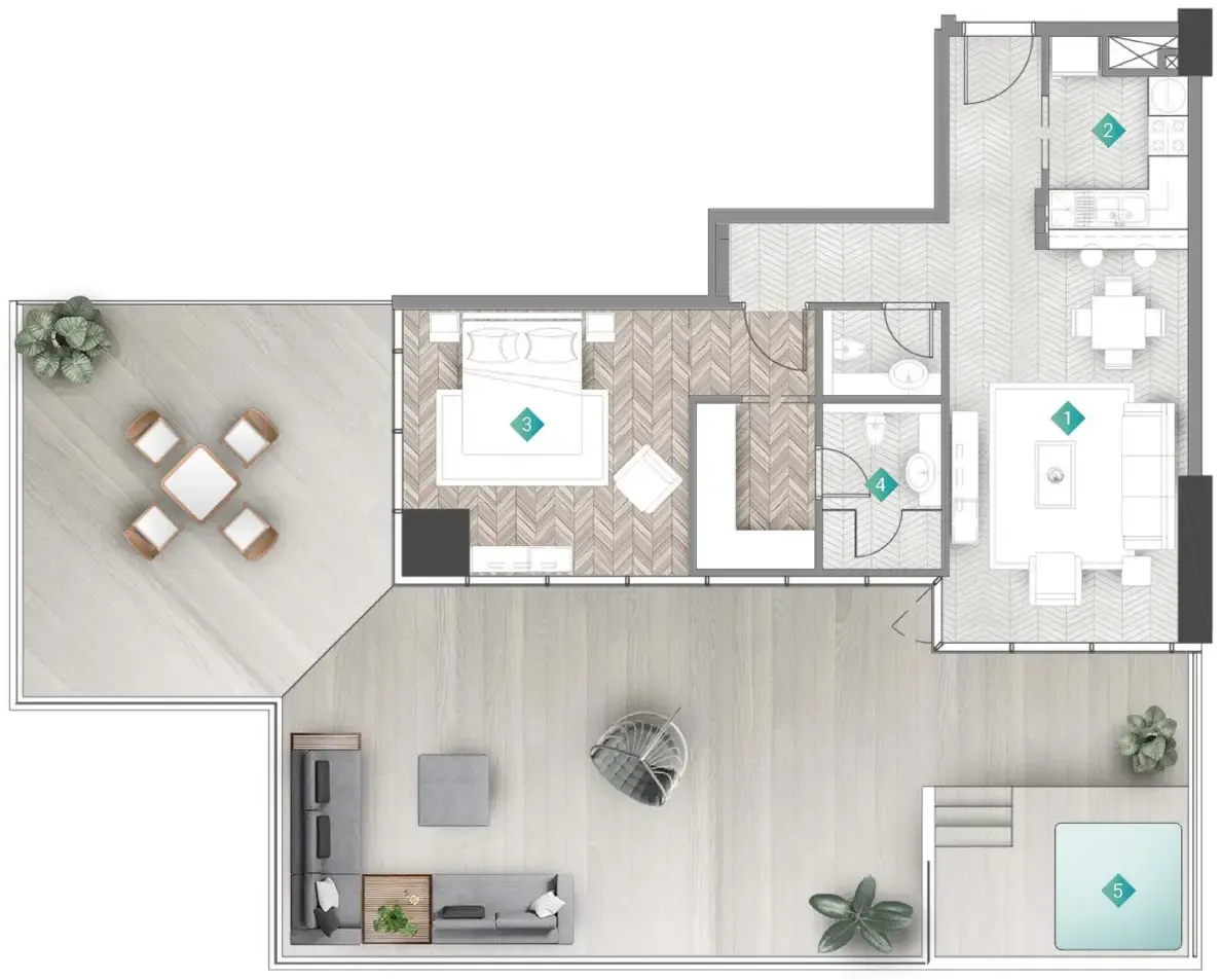 1 bedroom floor plan