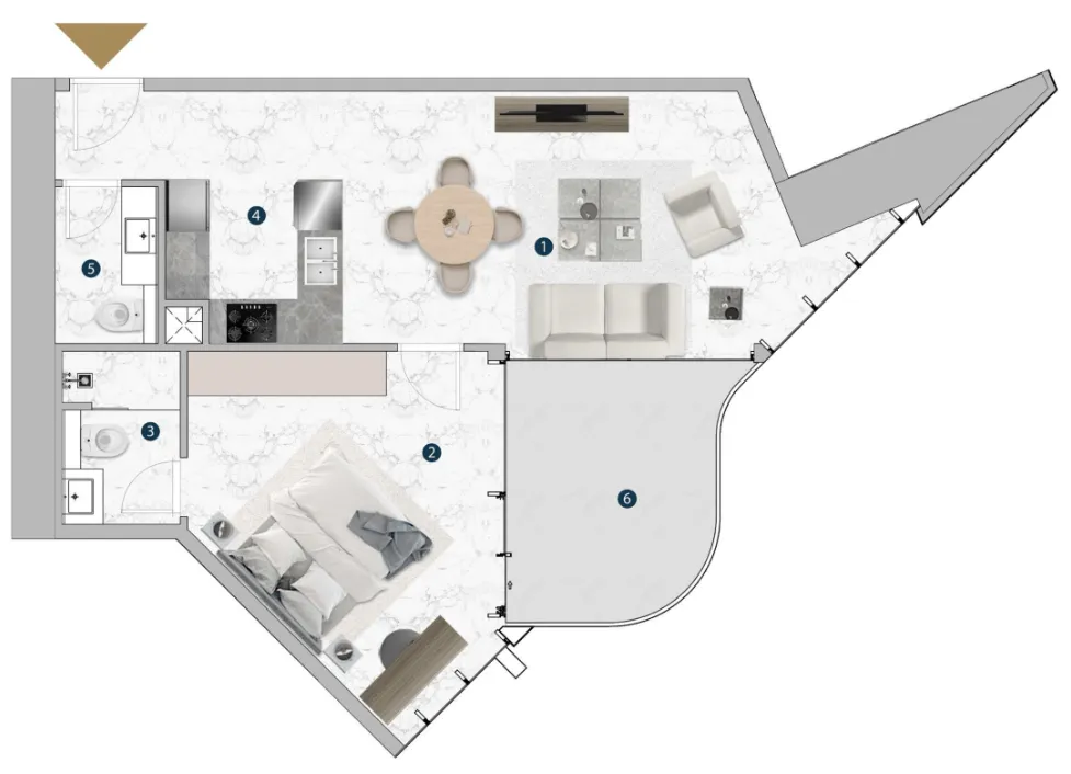 London Gate Franck Muller Vanguard 1BR floor plan