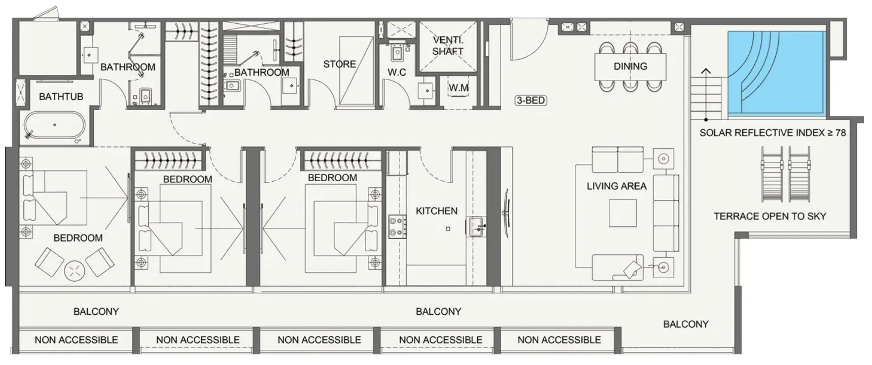 3 bedrooms floor plan