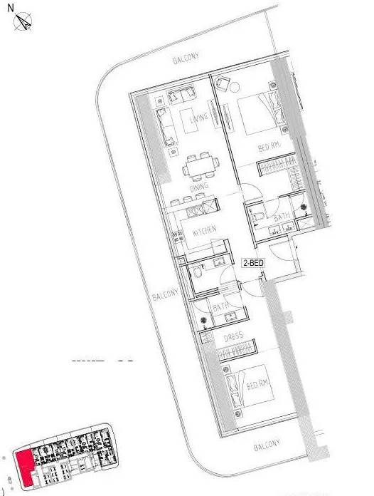 DAMAC Damac Bay 2 2BR floor plan