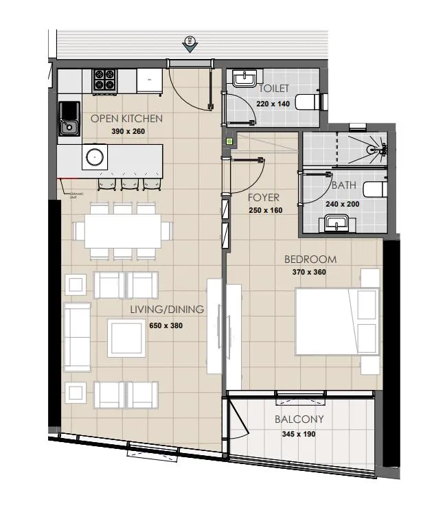 Ahmadyar Real Estate Development Palatium Residence 1BR floor plan
