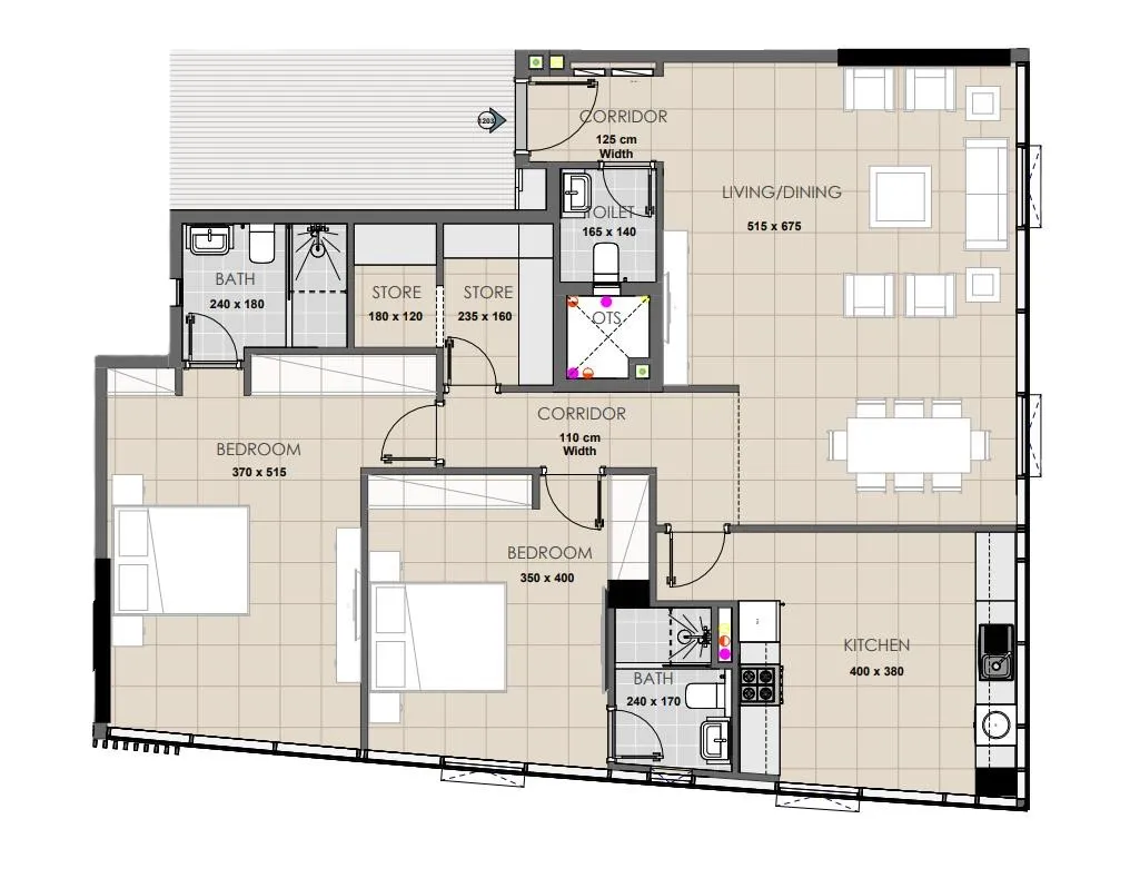 Ahmadyar Real Estate Development Palatium Residence 2BR floor plan