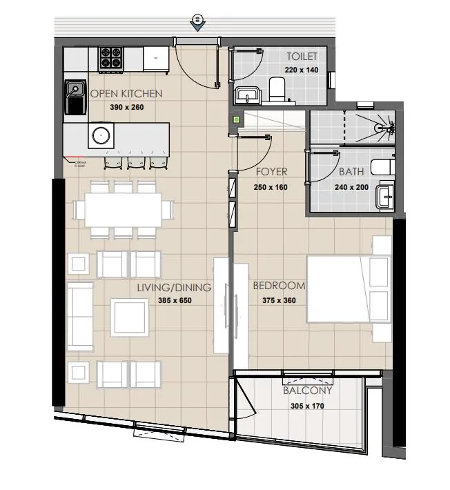 Ahmadyar Real Estate Development Palatium Residence 1BR floor plan