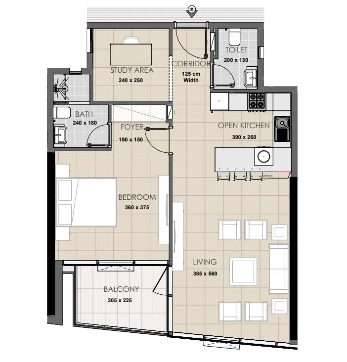 Ahmadyar Real Estate Development Palatium Residence 1BR floor plan
