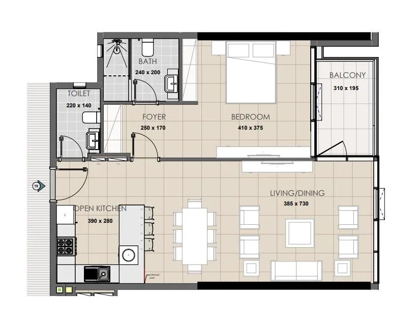 Ahmadyar Real Estate Development Palatium Residence 1BR floor plan