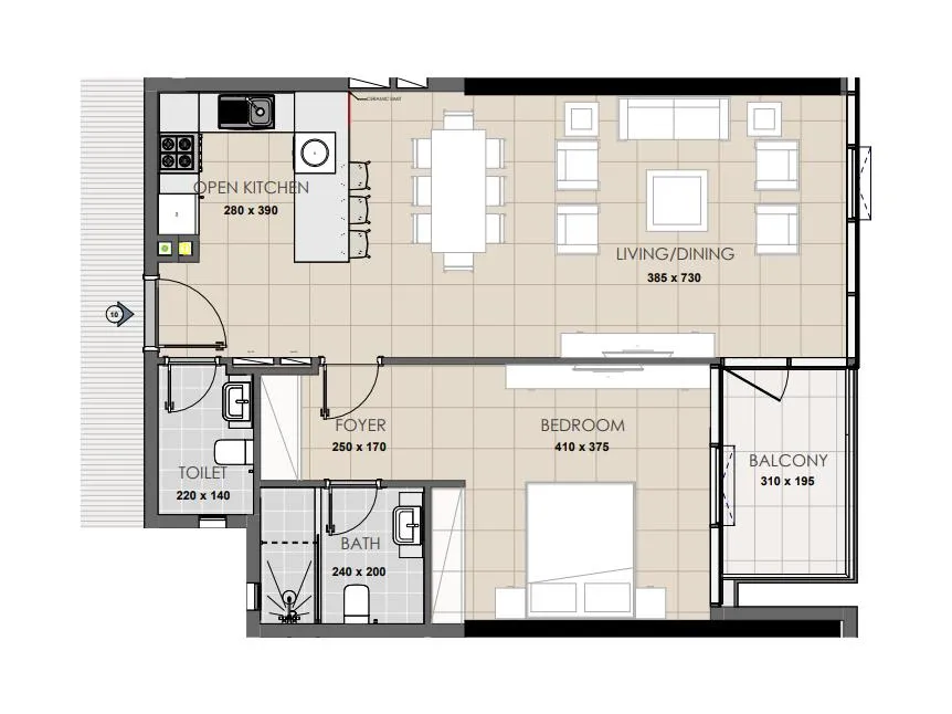 Ahmadyar Real Estate Development Palatium Residence 1BR floor plan