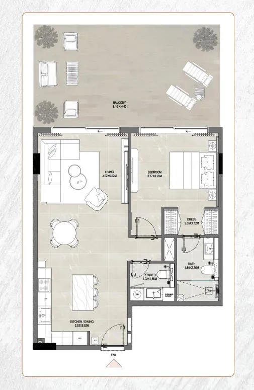 1 bedroom floor plan