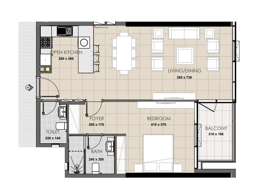 Ahmadyar Real Estate Development Palatium Residence 1BR floor plan