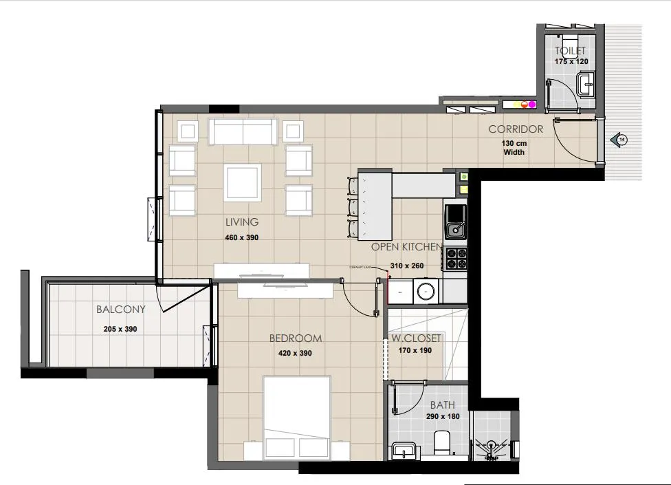Ahmadyar Real Estate Development Palatium Residence 1BR floor plan